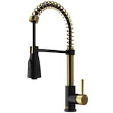 VIGO Brant Kitchen Faucet, Gold and Black Front_Angled_Left