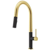 VIGO Greenwich Kitchen Faucet, Gold and Black Front_Angled_Left