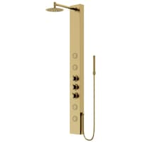 VIGO Ellington Round Shower Panel, Gold, 8-in Front_Angled_Left