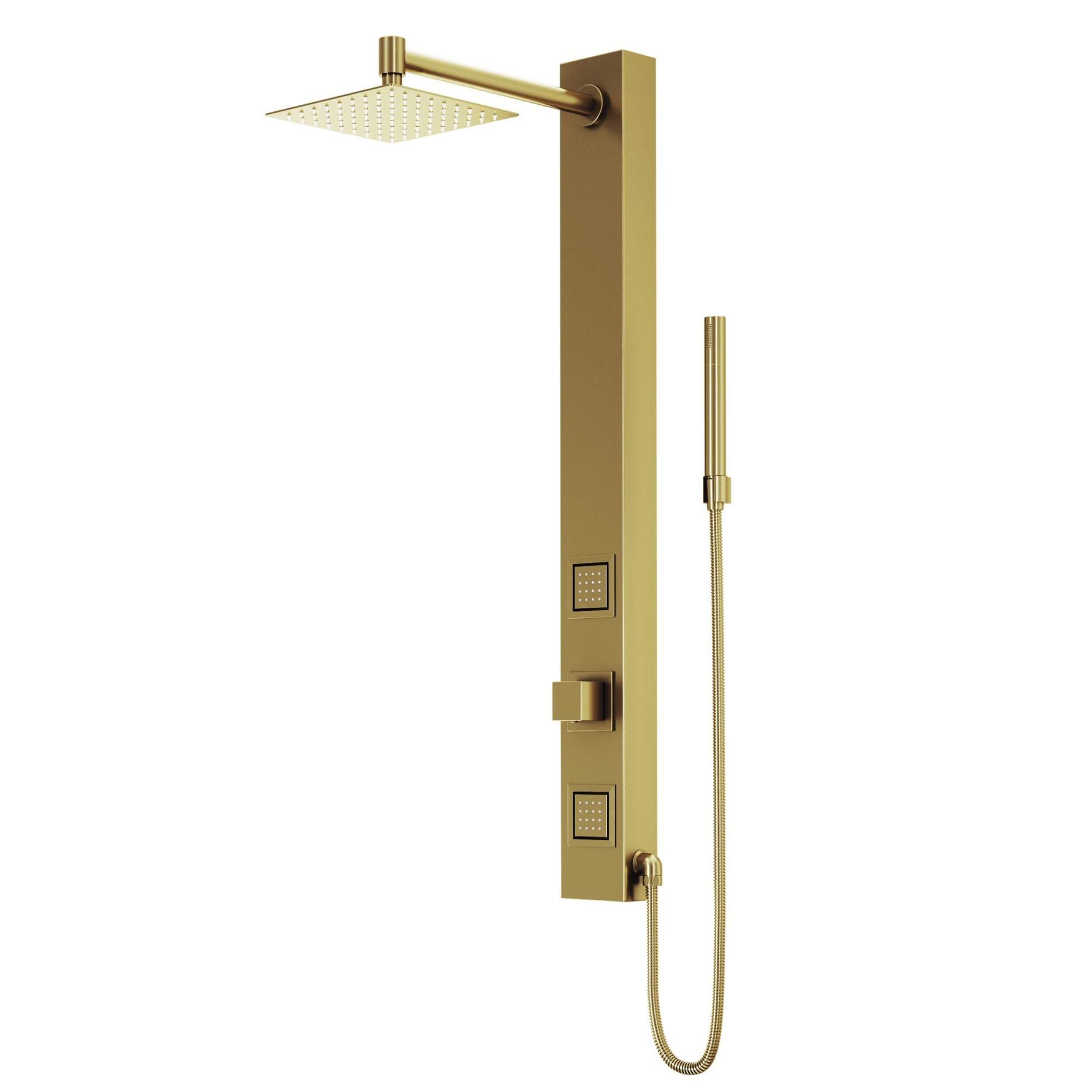 VIGO Orchid Square Shower Panel, Gold, 8-in Front_Angled_Left