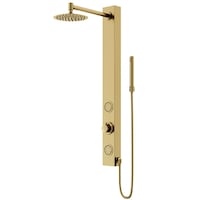 VIGO Gardenia Round Shower Panel, Gold, 8-in Front_Angled_Left