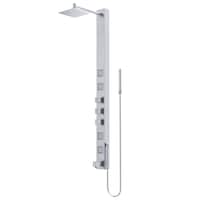 VIGO Bowery Square Shower Panel, Stainless Steel, 4-in Front_Angled_Left