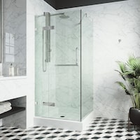 Cabine de douche VIGO Monteray avec base, 32 x 32 po Front_Angled_Left