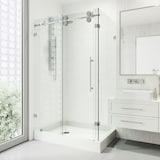 Cabine de douche VIGO Winslow avec drain à gauche, 36 x 48 po Front_Angled_Left