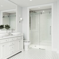 Porte de douche VIGO Elan Cass Aero, verre transparent, 48 x 76 po Front_Angled_Left