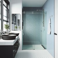 Porte de douche VIGO Elan Cass Aero, verre transparent, 64 x 76 po Front_Flat