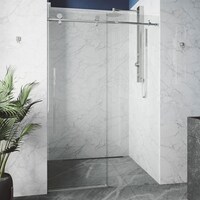 Porte de douche VIGO Elan E-Class, verre transparent, 48 x 76 po Front_Angled_Right