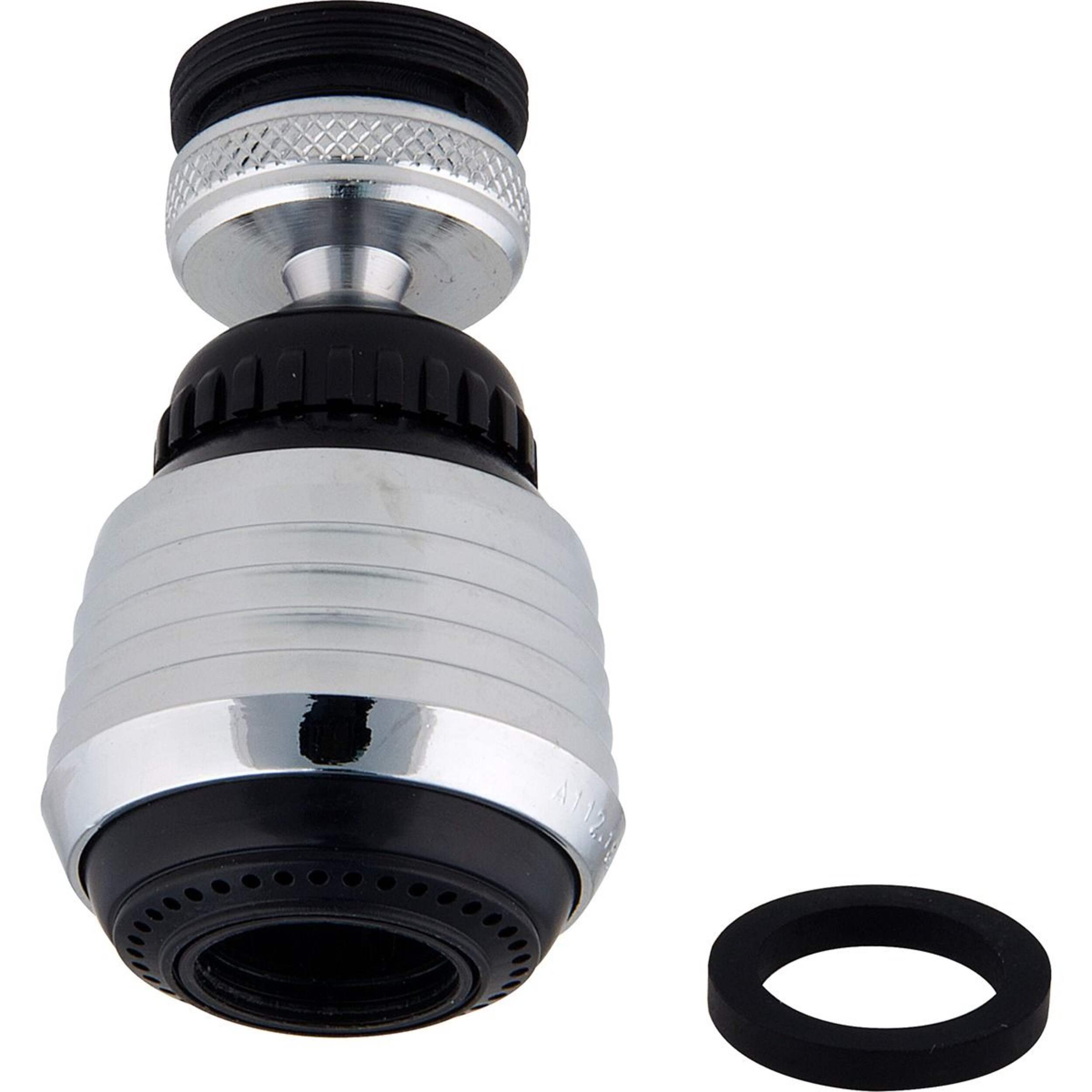 PlumbShop Single Swivel Aerator, Chrome/Black Composite_or_Mixed