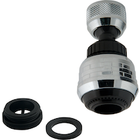PlumbShop 360-Degree Swivel Aerator, Full Flow, Black/Chrome