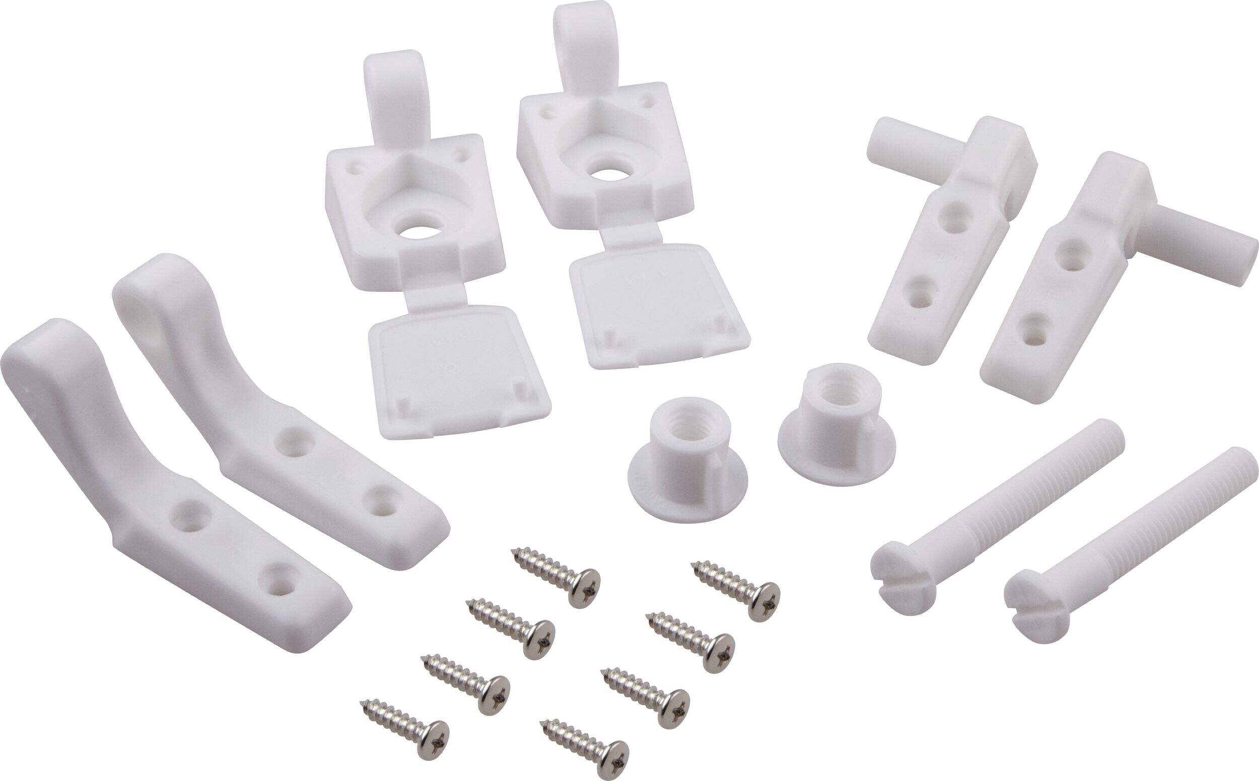 Charnières de siège de toilette PlumbShop pour sièges en bois ou rembourrés Front_Elevated