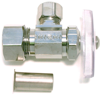 PlumbShop Chrome Angle Valve, 1/2-in Nom. PEX Comp. x 3/8-in O.D Overhead_Flat