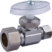 BrassCraft Chrome Plated Straight Valve, 5/8 x 3/8-in OD Tube Front_Angled_Left