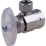 BrassCraft Chrome Angle Valve, 1/2-in FIP x 3/8-in OD Comp. Front_Angled_Left