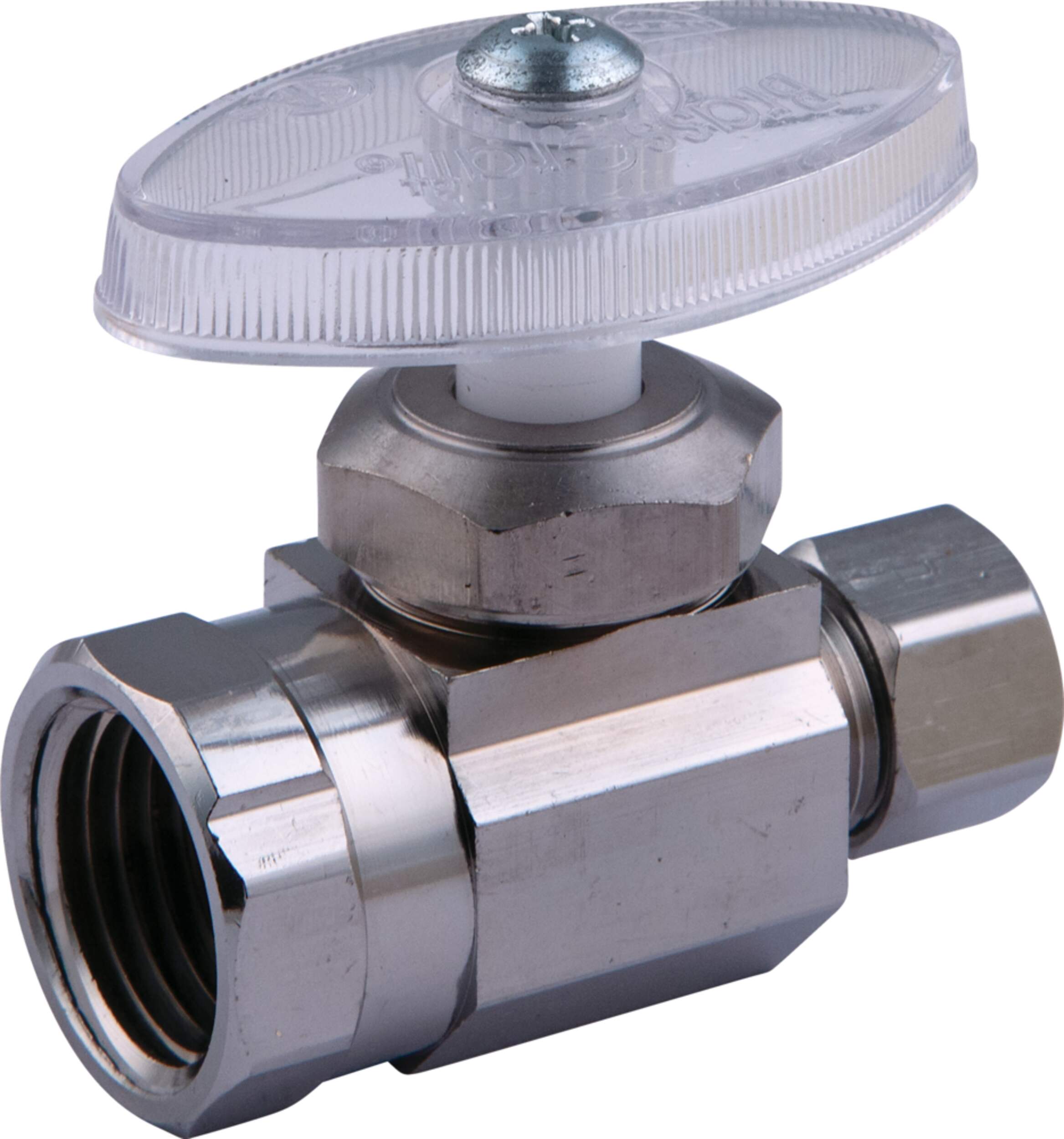BrassCraft Chrome Plated Straight Valve, 1/2 x 3/8-in Front_Angled_Left