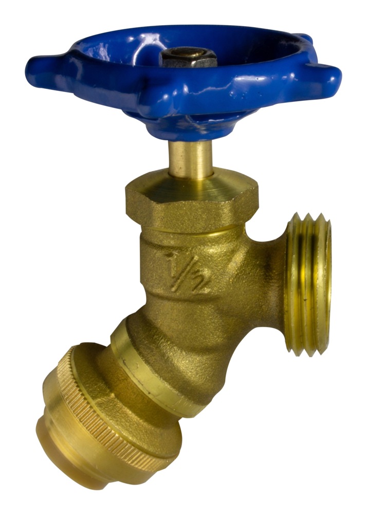 Waterline Push N' Connect Boiler Drain Valve with Flange, 1/2in Push x
