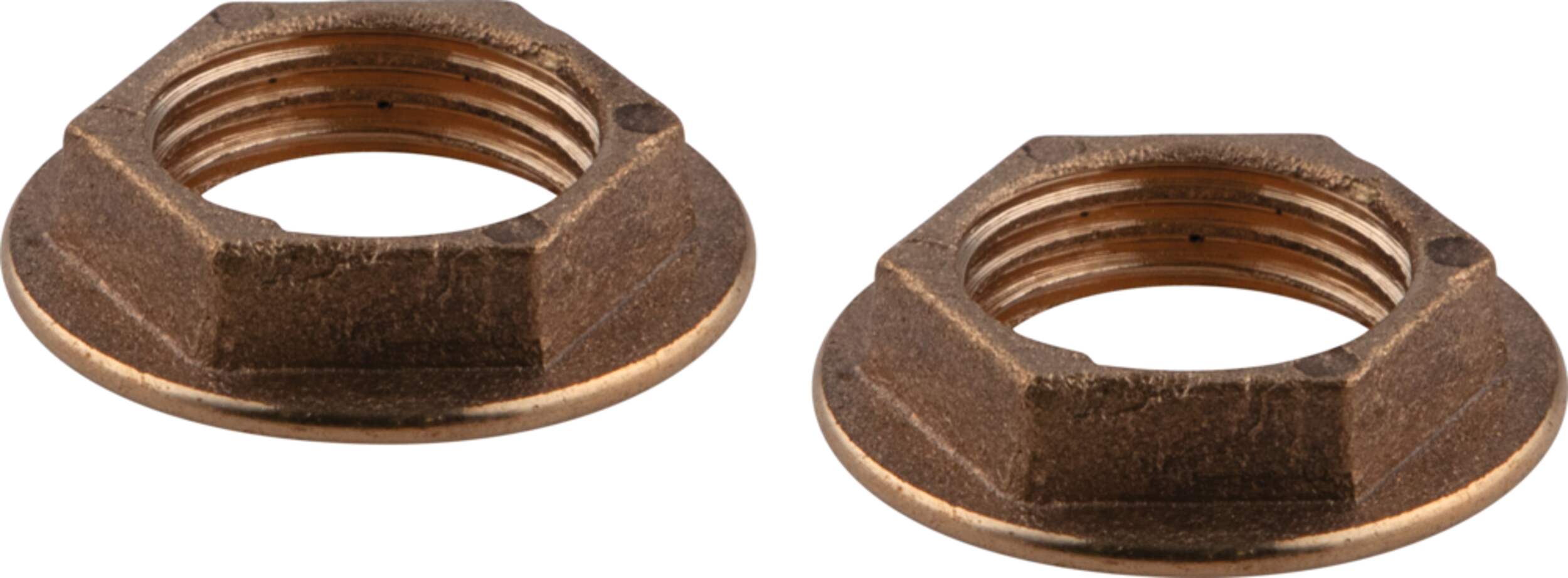 PlumbShop Faucet Locknuts, Polished Brass, Twin Pack Front_Elevated