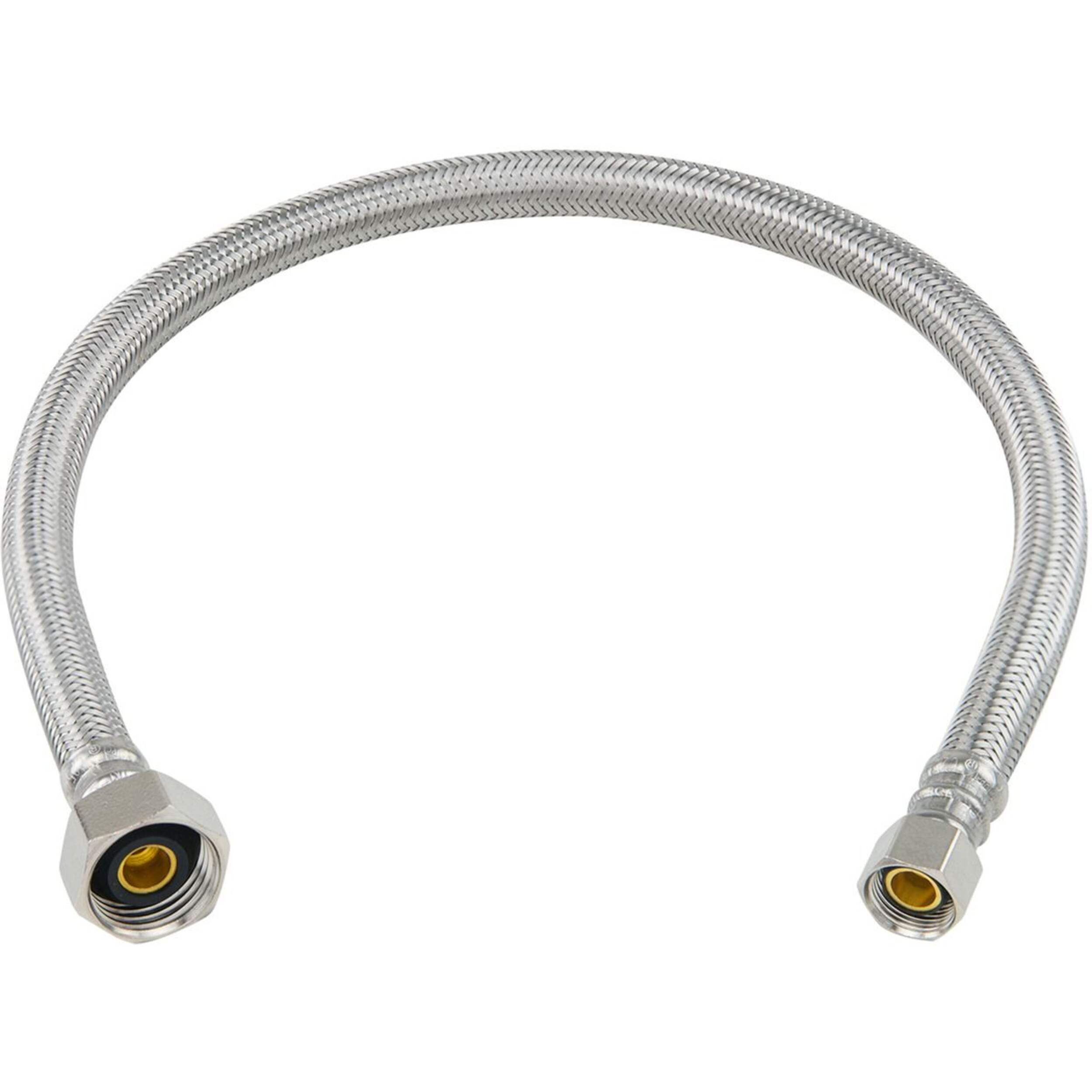 Raccord de robinet PlumbShop, acier inoxydable tressé, 3/8 po comp x 1/2 po FIP x 20 po Overhead_Plunge