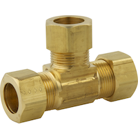 PlumbShop Brass Compression Tee, 5/8-in OD Front_Angled_Left