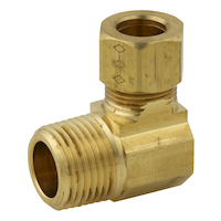 Coude à compression PlumbShop en laiton, diamètre extérieur de 3/8 po x MIP de 3/8 po