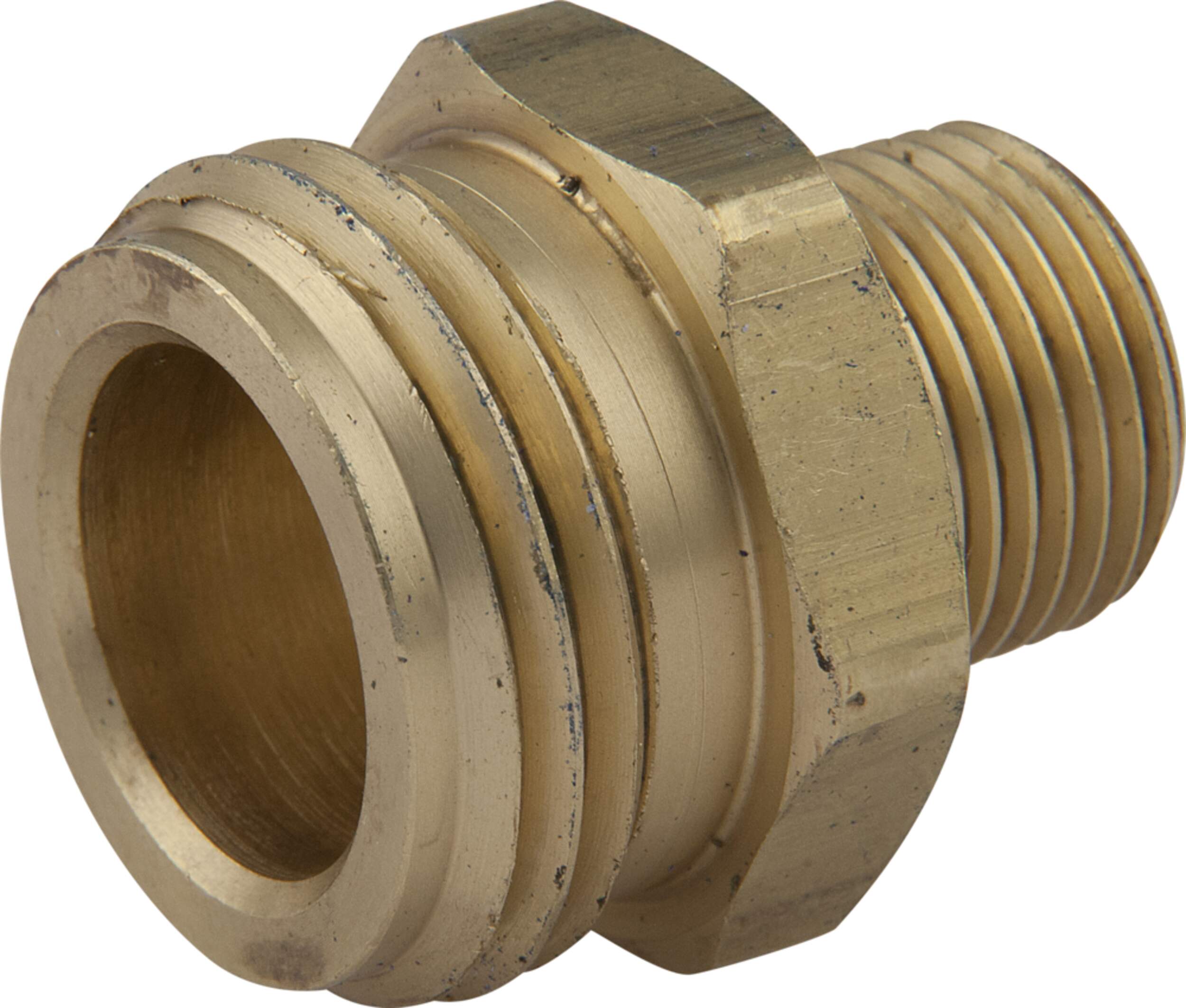 Brass Garden Hose Adapter, 3/8in MIP x 3/4in Male Hose