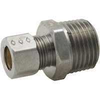 PlumbShop Brass Male Reducing Adapter, 1/2-in MIP x 3/8-in OD Front_Three_Fourths_Angled_Left