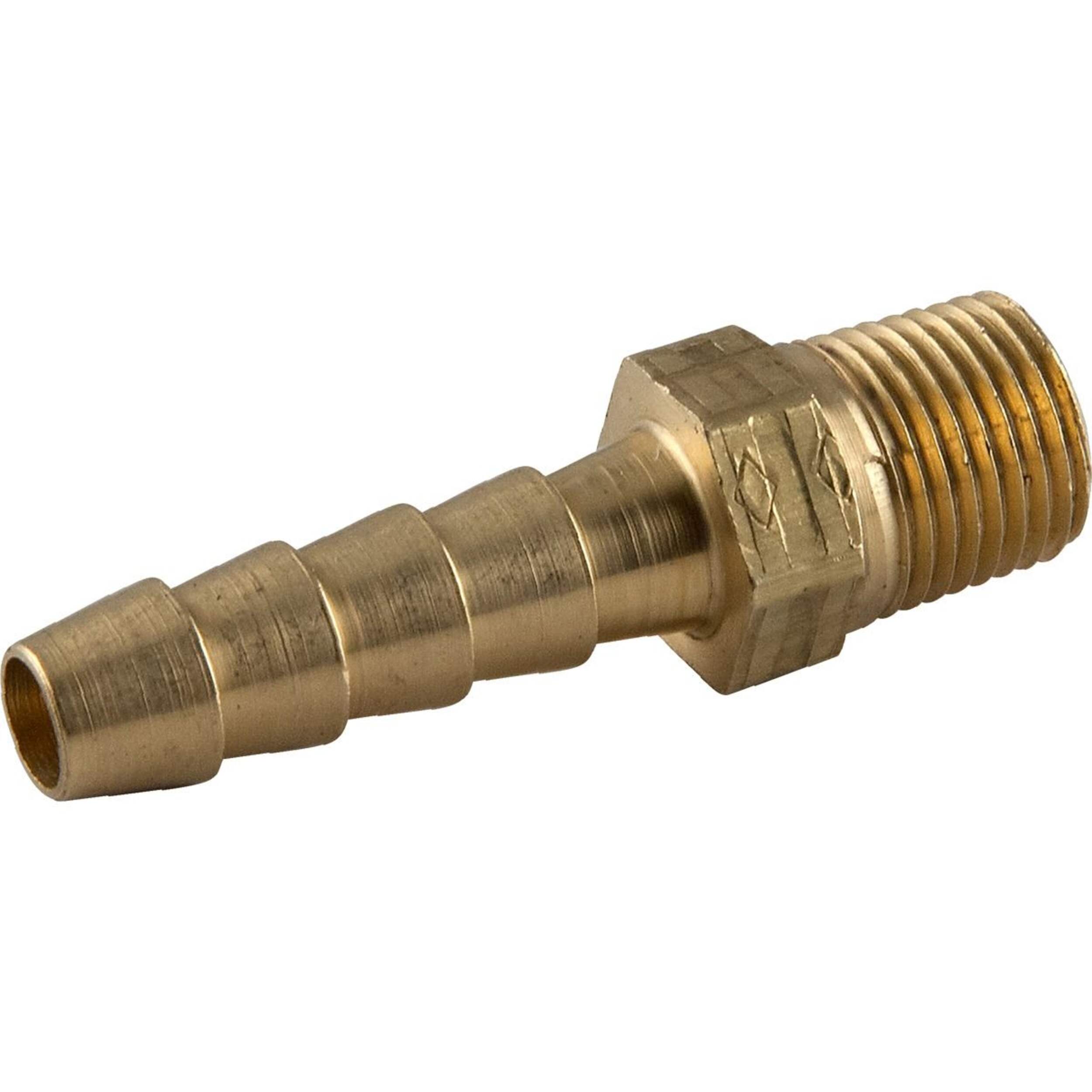 PlumbShop Brass Hose Barb Adapter, 1/8-in MIP x 1/4-in ID Front_Angled_Right