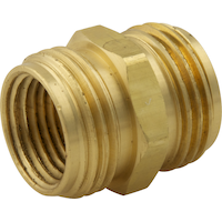 PlumbShop Brass Garden Hose Adapter, 3/4-in Male Hose x 3/4-in Male Hose