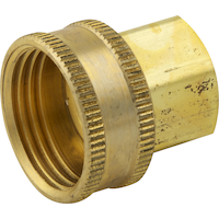 PlumbShop Brass Swivel Garden Hose Adapter, 3/4-in Female Hose x 1/2-in FIP Front_Angled_Left