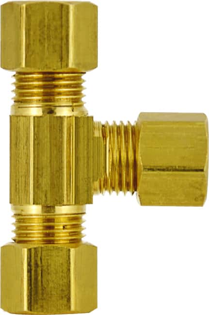 PlumbShop Brass Compression Tee, 1/4-in OD, 1-pk