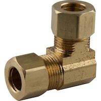 PlumbShop Brass Compression Union Elbow Fitting, 3/8-in OD, 1-pk Front_Three_Fourths_Angled_Left