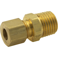 PlumbShop Brass Compression Fitting, 1/4-in OD x 1/4-in MIP, 1-pk Front_Angled_Right