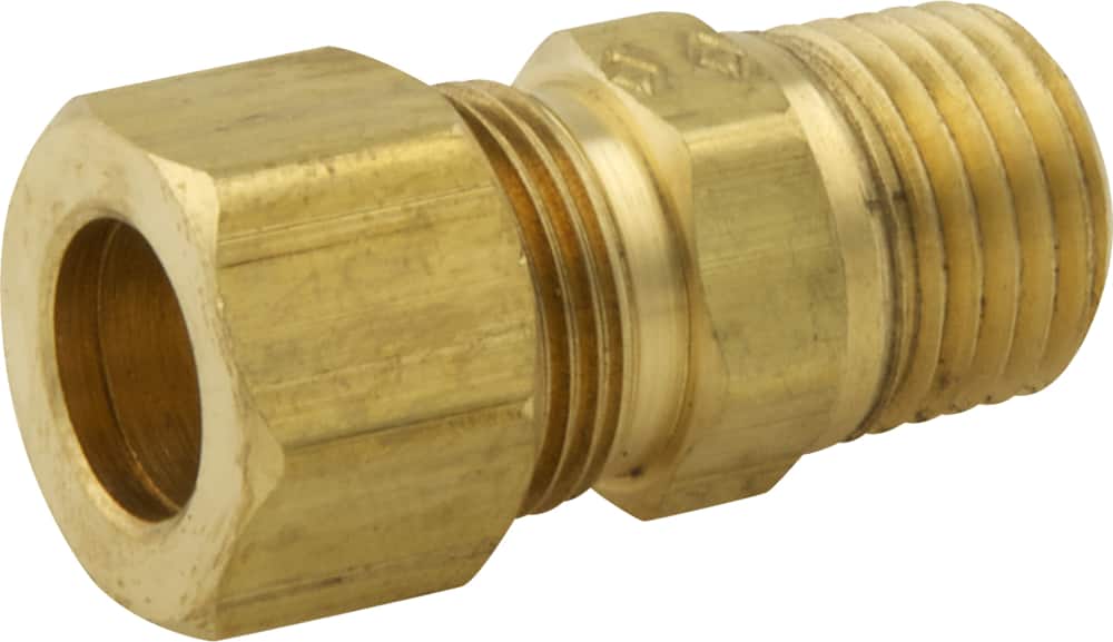 PlumbShop Brass Compression Fitting, 1/4-in MIP x 3/8-in OD, 1-pk