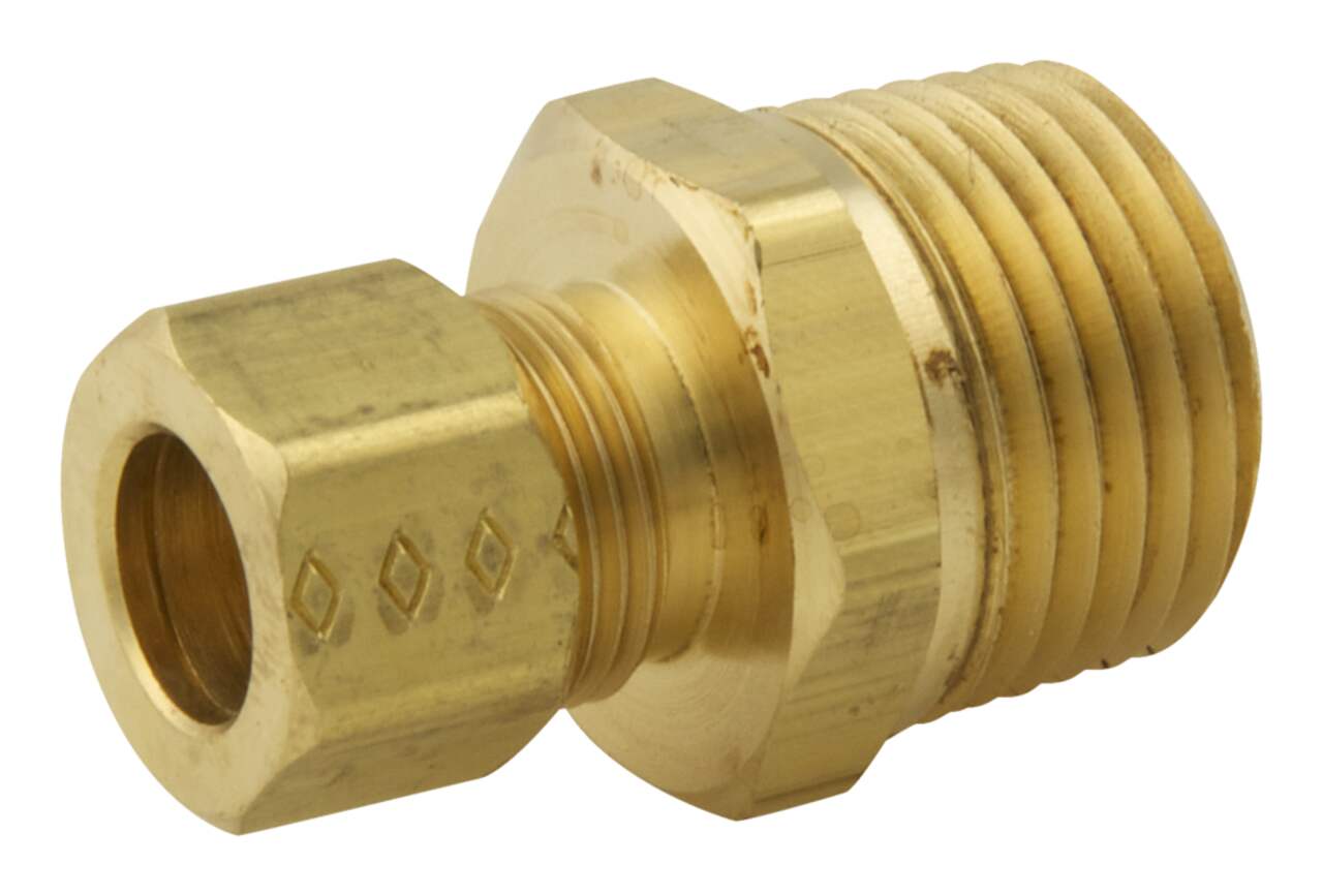 PlumbShop Brass Compression Fitting, 3/8-in OD x 1/2-in MIP, 1-pk