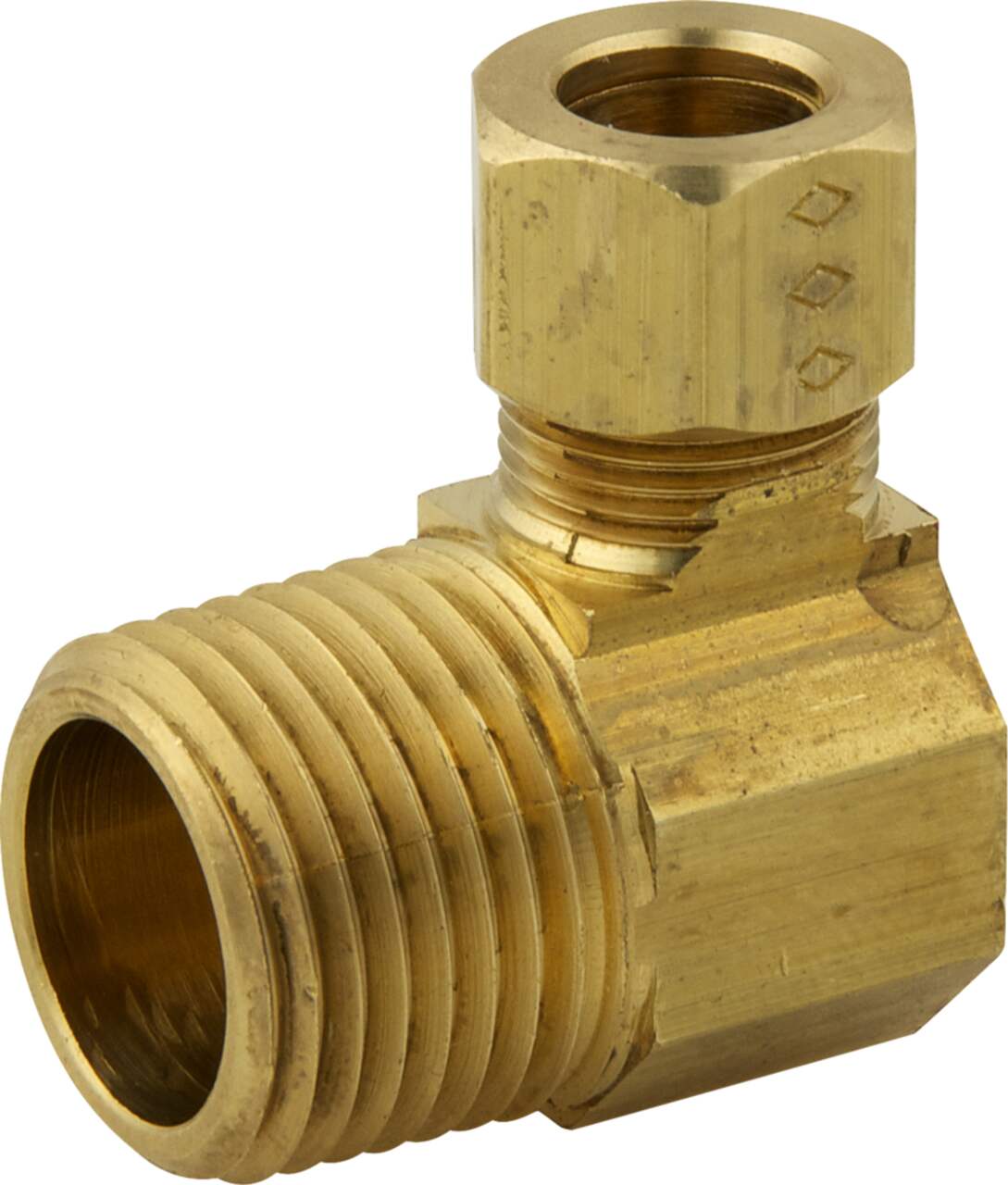 PlumbShop Brass Compression Elbow Fitting, 1/2-in MIP x 3/8-in OD