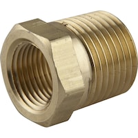 PlumbShop Brass Reducer Bushing, 1/2-in MIP x 3/8-in FIP, 1-pk Front_Three_Fourths_Angled_Left