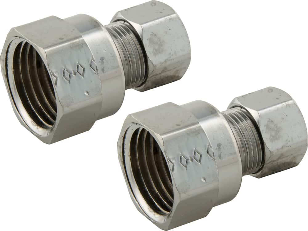 PlumbShop Straight Compression Fittings, Chrome, 5/8-in OD x 3/8-in OD,  1-pk