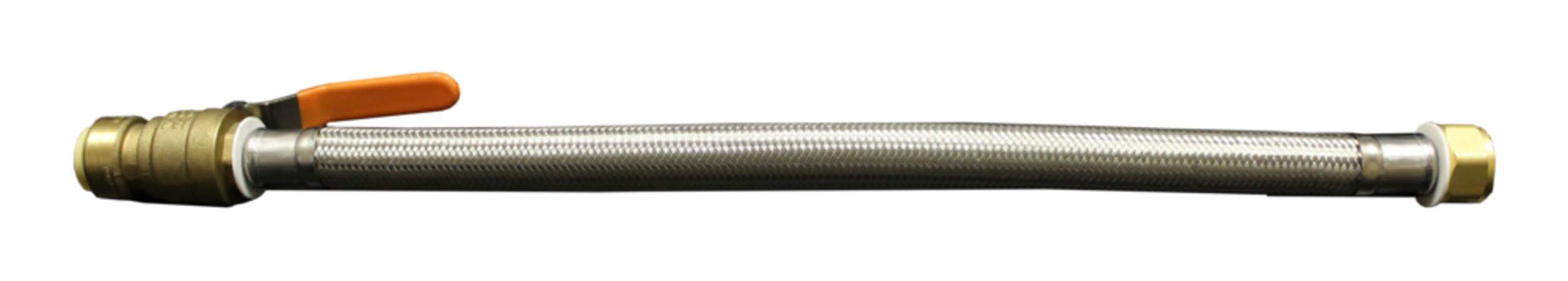 Waterline Push N’ Connect Water Heater Connector with Ball Valve 18 x 3/4 FIP x 1/2-in Side_Left