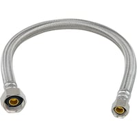 Raccord de robinet PlumbShop, acier inoxydable tressé, 3/8 po comp x 1/2 po FIP x 16 po