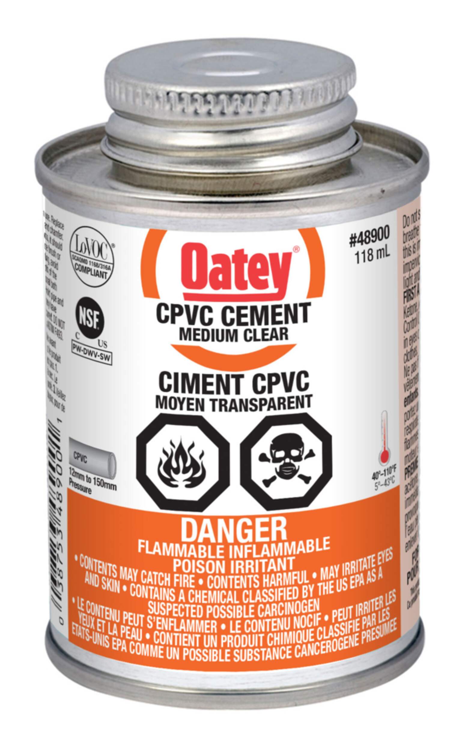Colle à solvant Oatey pour PVC-C 77, moyen, transparent, 118 mL Front_Elevated