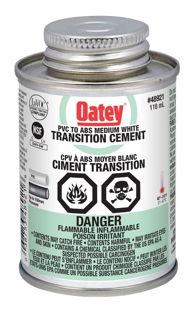 Oatey Transition ABS/PVC Cement, White, 118mL Canadian Tire