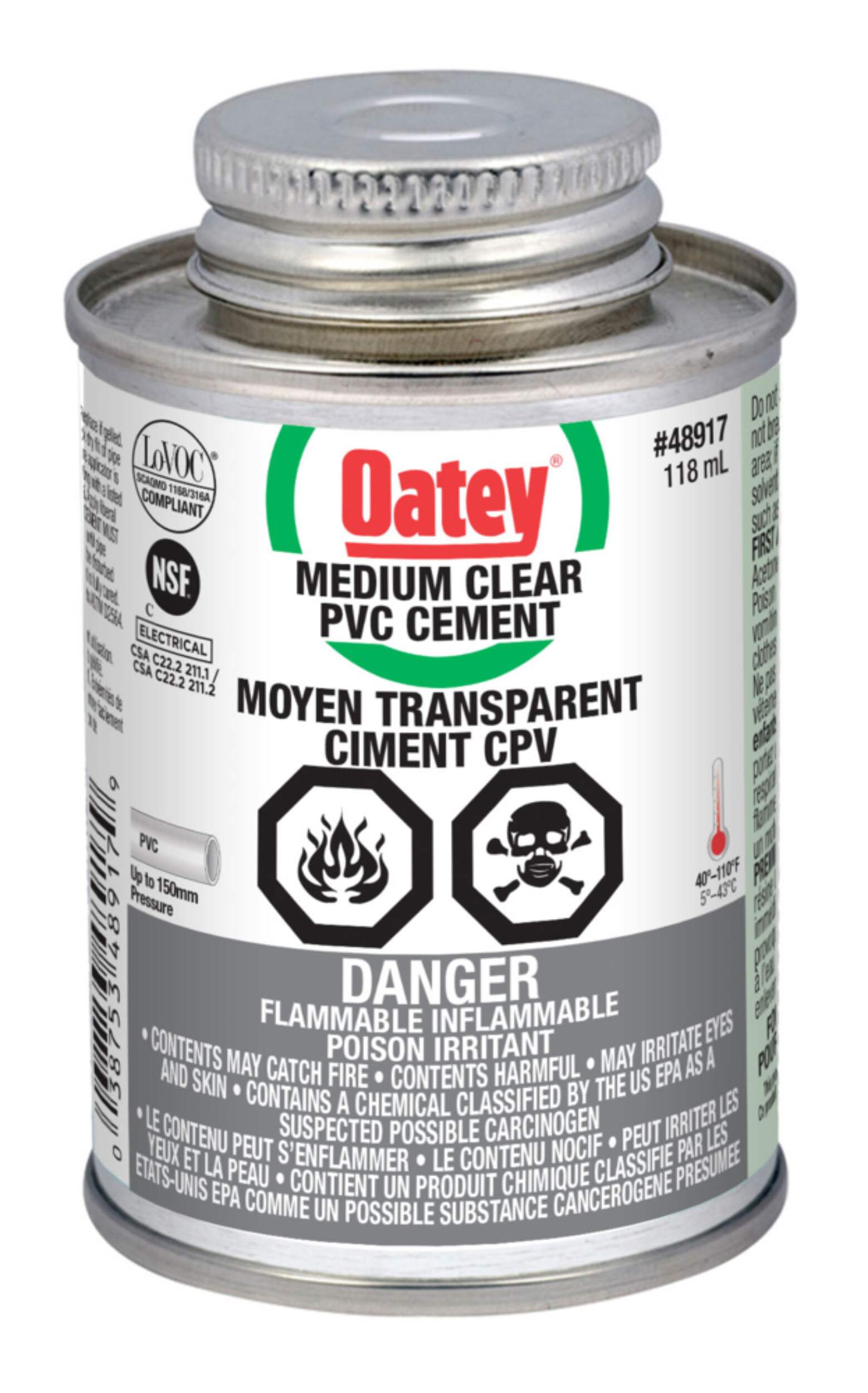 Oatey PVC Glue/Cement, Medium Clear, 118-mL Front_Elevated
