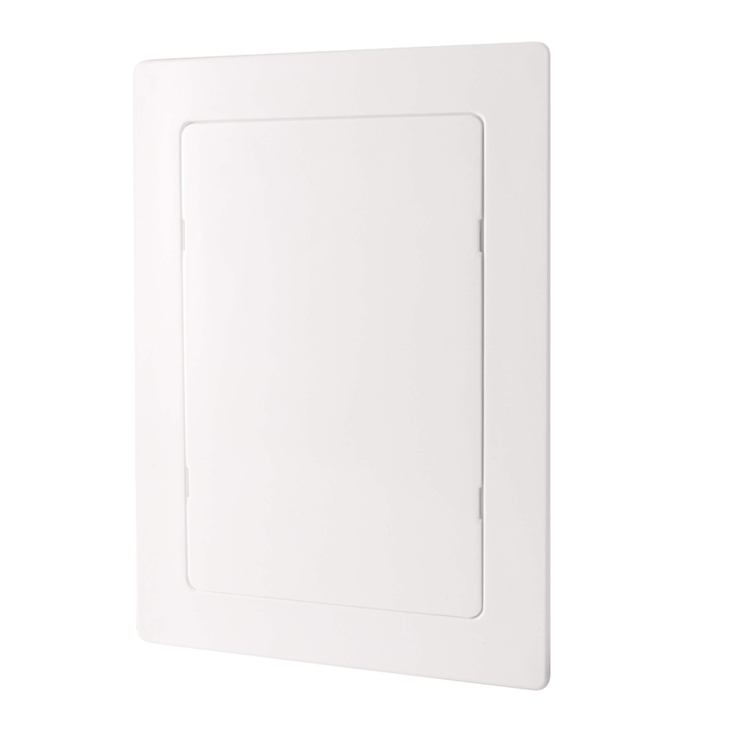 Plastic Access Panel with Frame, White, 6-in x 9-in Front_Angled_Left