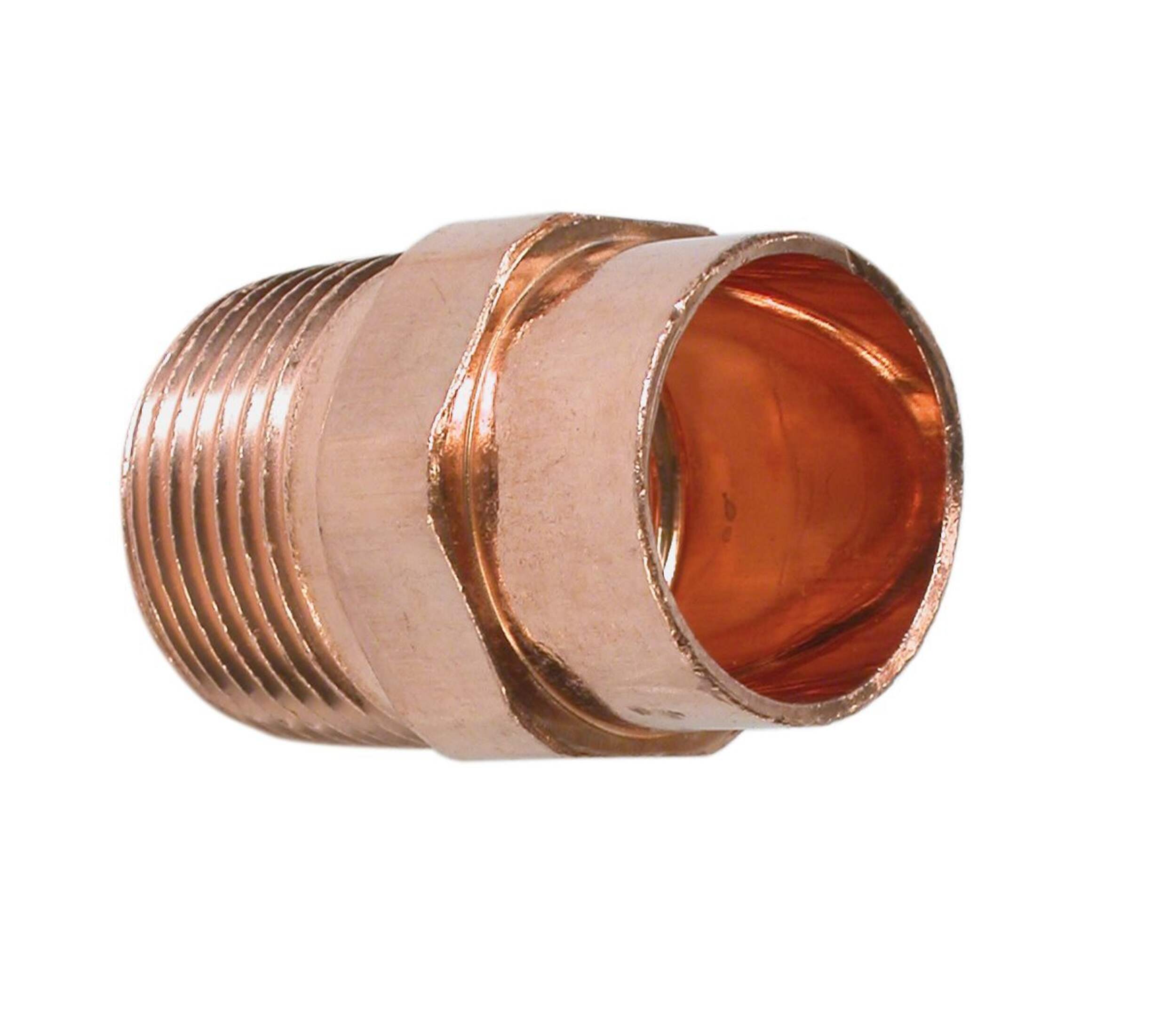 Adaptateur pour tuyau à filetage mâle de drainage en cuivre, 1/2 po de diamètre Front_Three_Fourths_Angled_Right