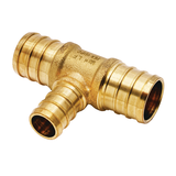 Waterline Solid Brass Tee Fitting for PEX Pipe, 3/4 x 3/4 x 1/2-in Front_Three_Fourths_Angled_Left