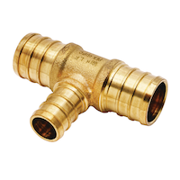 Raccord en Té Waterline en laiton massif pour tuyau PEX, 3/4 x 3/4 x 1/2 po Front_Three_Fourths_Angled_Left