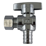 Waterline Solid Brass Angle Valve/Ball Valve for PEX Pipe, 1/2-in Crimp PEX x 3/8-in Comp. Front_Flat