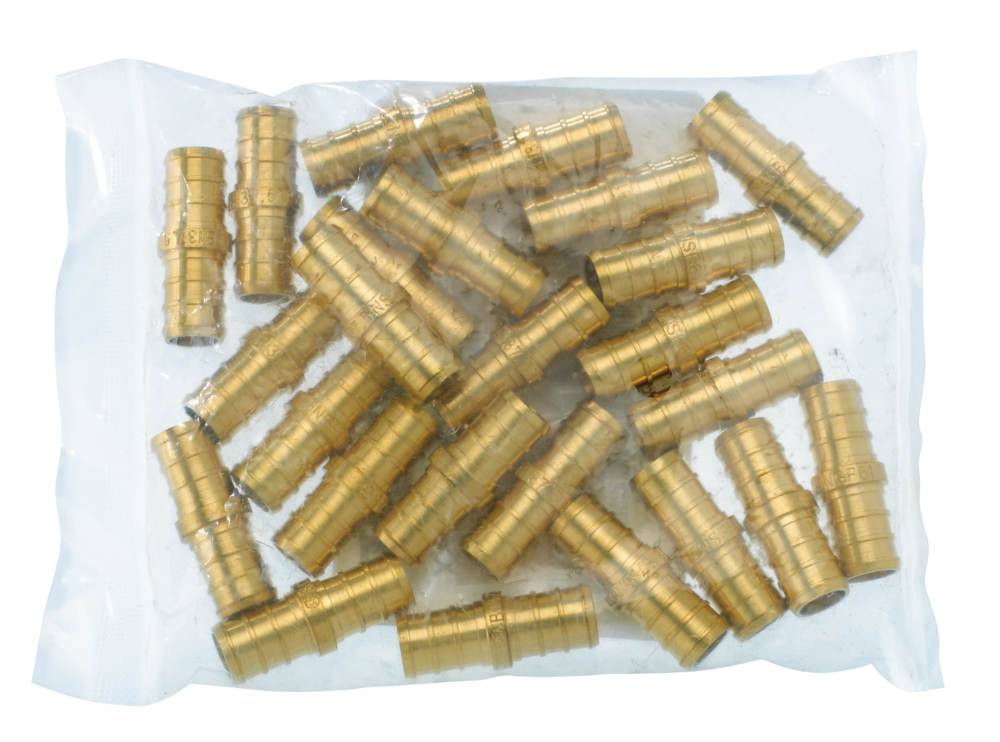 Waterline Solid Brass Coupling Fitting for PEX Pipe, 1/2in, 25pk