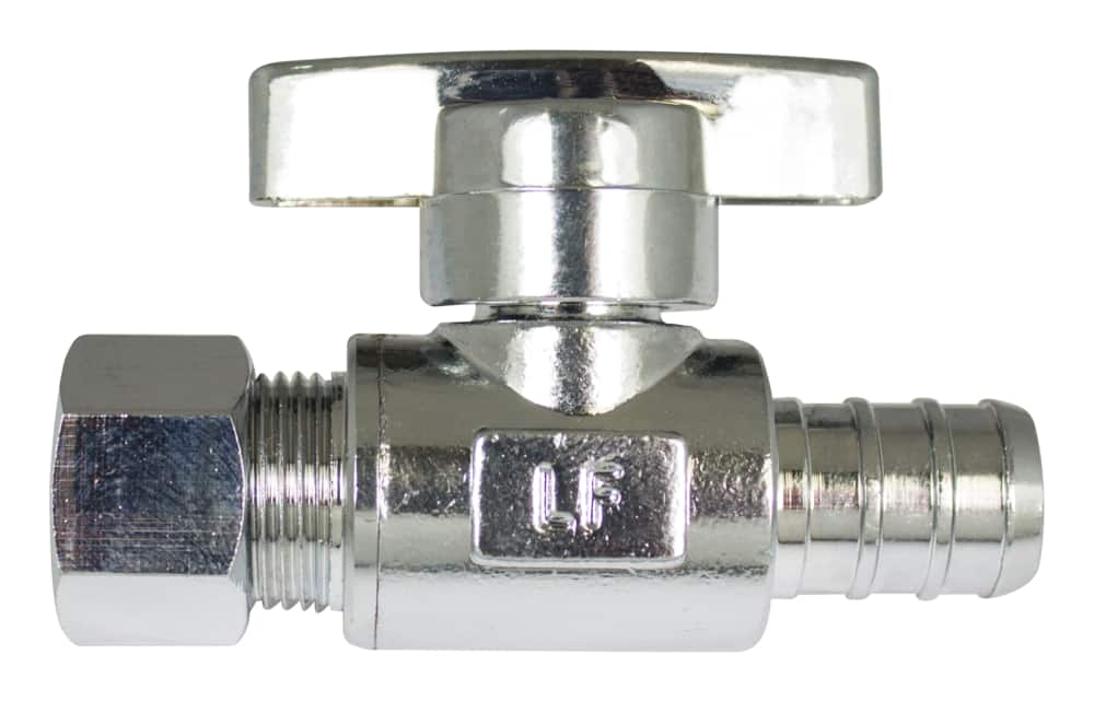 Waterline Push N' Connect Straight Valve, 1/2-in Straight Stop x 3/8-in  Comp.