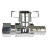 Waterline Solid Brass Straight Valve for PEX Pipe, 1/2-in Crimp PEX x 3/8-in Comp. Side_Left