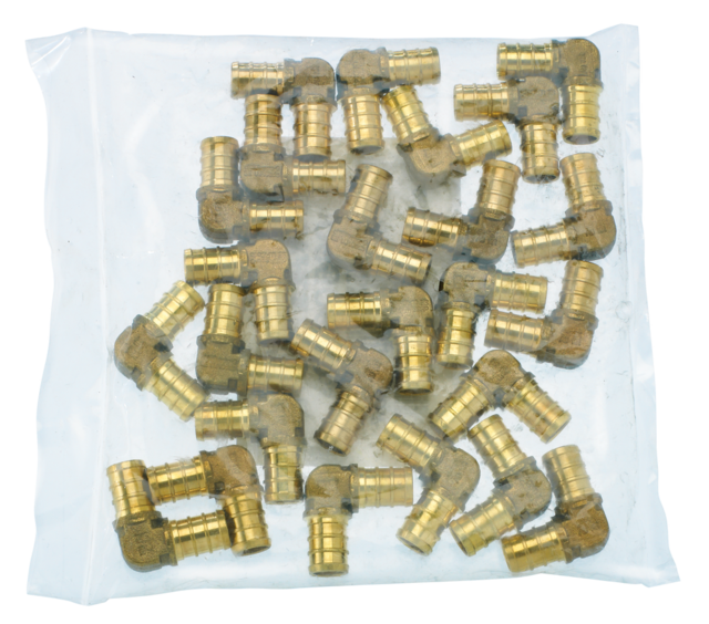 Waterline Solid Brass 90Degree Elbow for PEX Pipes, 1/2in, 25pk